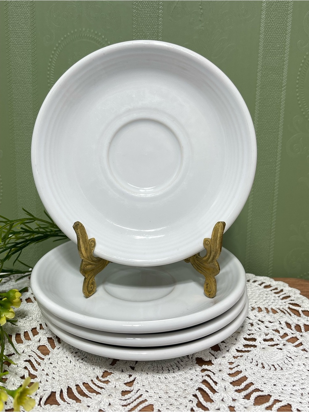 Fiesta White Ceramic Saucer Set - Glossy White